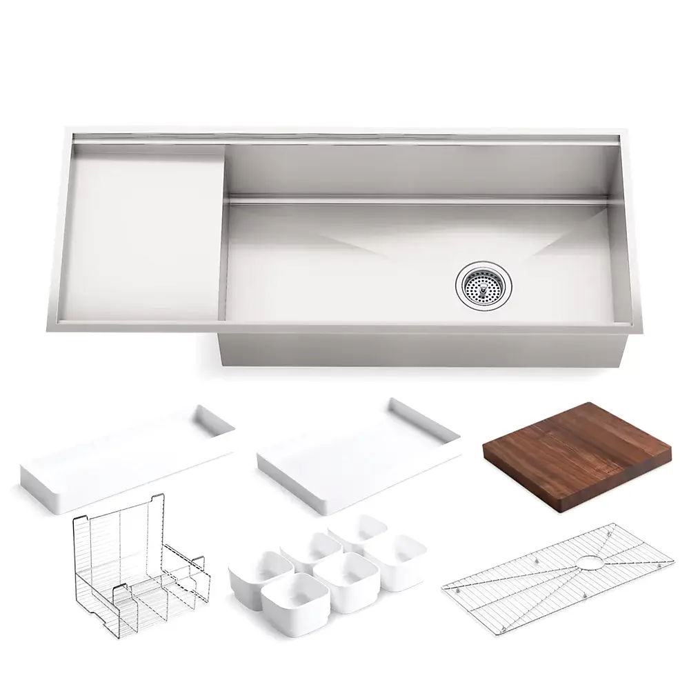 Kohler 3761-NA Stages 45" Undermount Workstation Kitchen Sink Stainless Steel