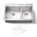 Kohler K3823 Vault 33 x 22 Double Kitchen Sink 4 Faucet Holes