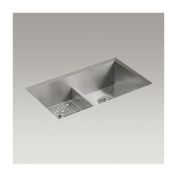 Kohler K3838 Vault 33 x 22 Smart Divide Double Equal Kitchen Sink 4 Faucet Holes