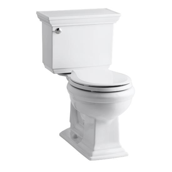 Kohler 3933-0 Memoirs Stately Comfort Height Two-Piece Round-Front 1.28 Gpf Toilet With Aquapiston Flush Technology And Left-Hand Trip Lever
