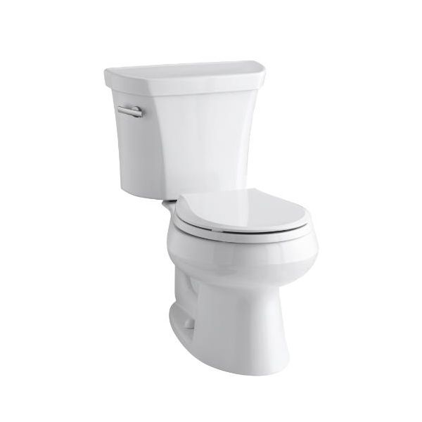 Kohler 3997-0 Wellworth Two-Piece Round-Front 1.28 GPF Toilet With Left-Hand Trip Lever