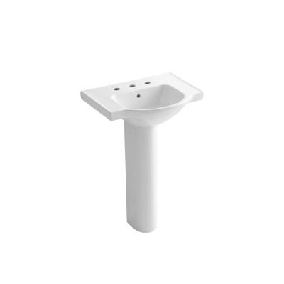 Kohler 5266-8-0 Veer 24 Pedestal Bathroom Sink With 8 Widespread Faucet Holes