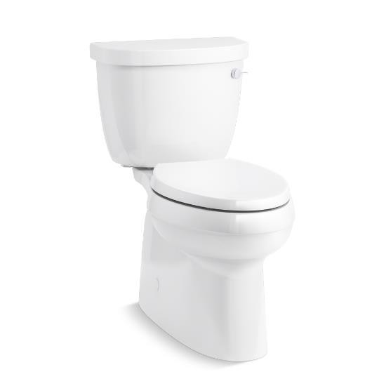 Kohler 5310-RA-0 Cimarron Comfort Height Two-Piece Elongated 1.28 GPF Toilet With Skirted Trapway And Right-Hand Trip Lever