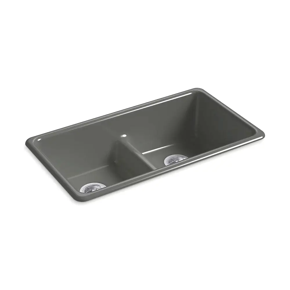 Kohler 5312-58 Iron Tones 33 Double Bowl Kitchen Sink Thunder Grey