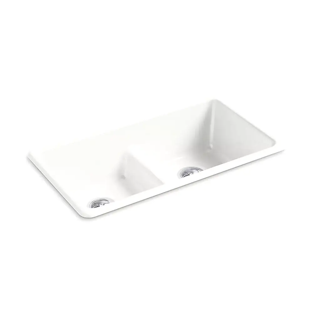 Kohler 5312-FF Iron Tones 33 Double Bowl Kitchen Sink Sea Salt
