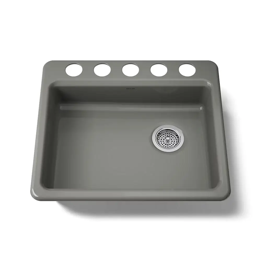 Kohler 5479-5U-58 Riverby 25" Undermount Single Bowl Kitchen Sink Thunder Grey