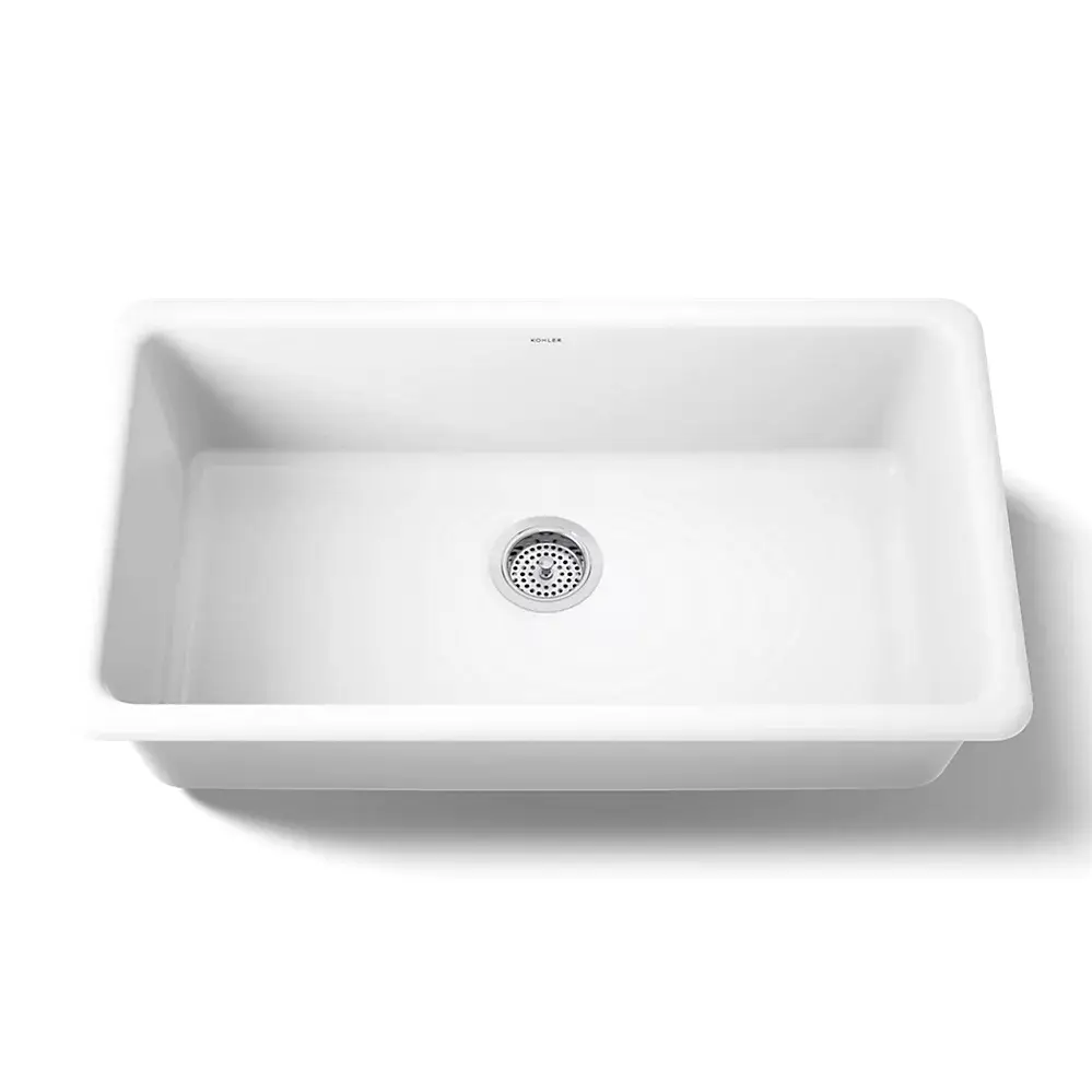 Kohler 5707-0 Iron Tones 33" Single Bowl Kitchen Sink White