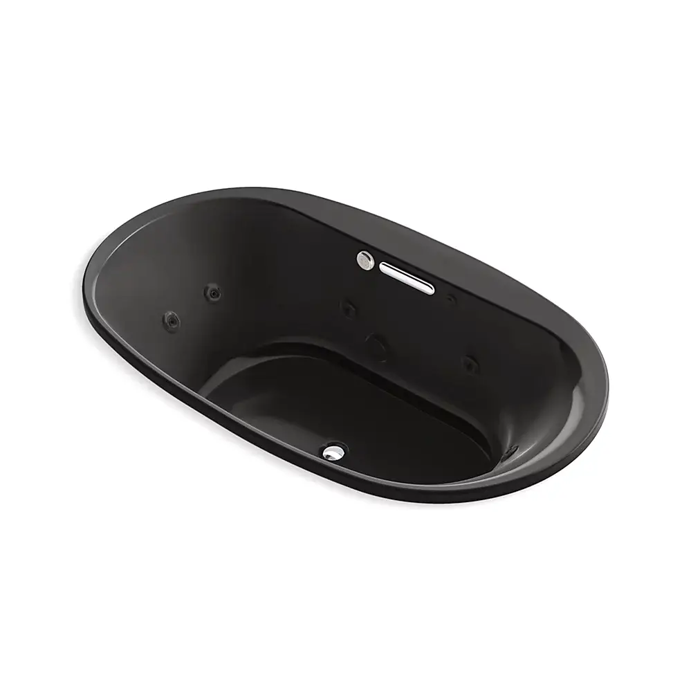 Kohler 5718-XHGH-7 Underscore 71-1/2" x 41-1/2" Drop-in Heated Whirlpool Bath Black