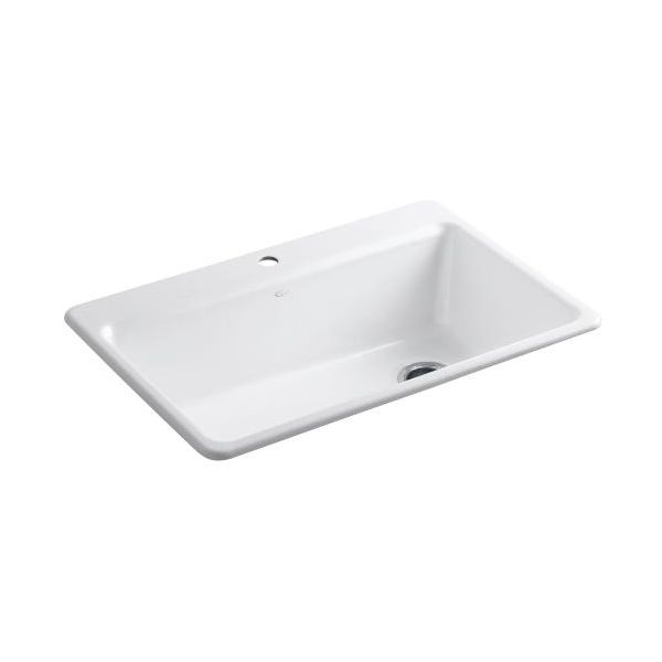 Kohler 5871-1A2-0 Riverby 33 X 22 X 9-5/8 Top-Mount Single-Bowl Kitchen Sink With Accessories