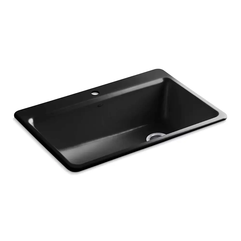 Kohler 5871-1A2-7 Riverby 33" Top Mount Single Bowl Kitchen Sink Black