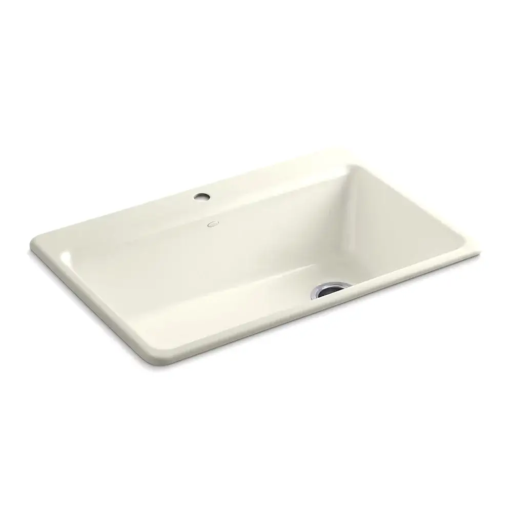 Kohler 5871-1A2-96 Riverby 33" Top Mount Single Bowl Kitchen Sink Biscuit