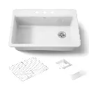 Kohler 5871-3A2-0 Riverby 33" Top Mount Workstation Kitchen Sink White