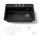 Kohler 5871-3A2-7 Riverby 33" Top Mount Workstation Kitchen Sink Black