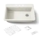 Kohler 5871-3A2-96 Riverby 33" Top Mount Workstation Kitchen Sink Biscuit
