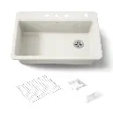 Kohler 5871-4A2-96 Riverby 33" Top Mount Workstation Kitchen Sink Biscuit
