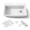 Kohler 5871-5UA3-0 Riverby 33" Undermount Workstation Kitchen Sink White