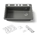 Kohler 5871-5UA3-58 Riverby 33" Undermount Workstation Kitchen Sink Thunder Grey