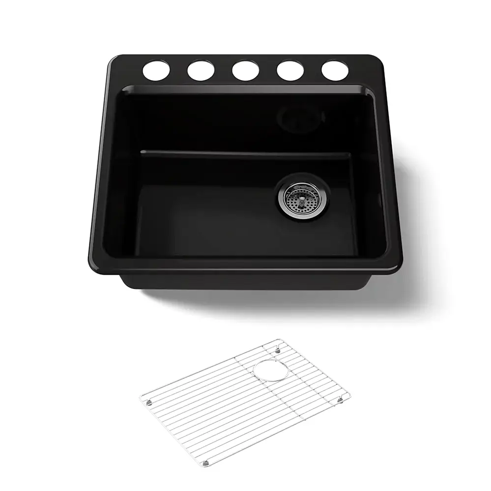 Kohler 5872-5UA1-7 Riverby 25" Undermount Single Bowl Kitchen Sink Black