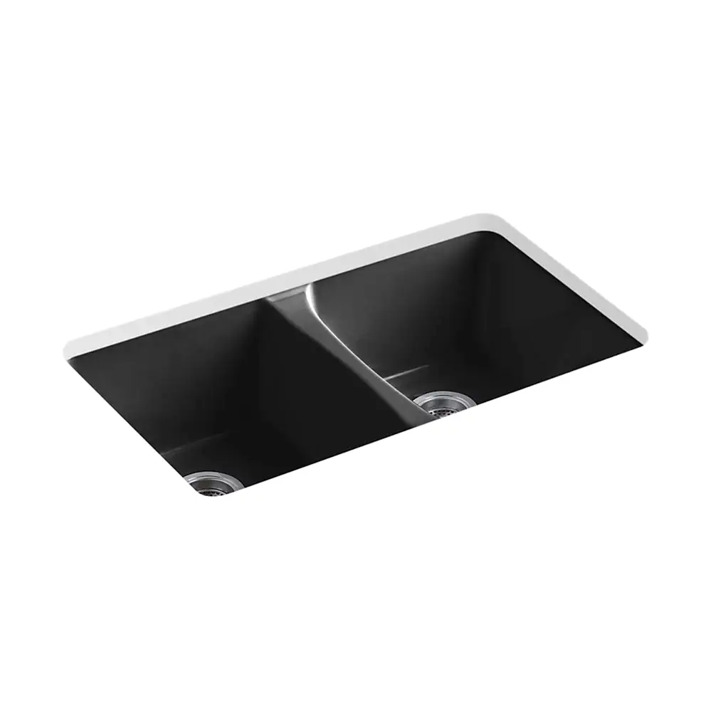 Kohler 5873-5U-7 Deerfield 33" Undermount Double Bowl Kitchen Sink Black