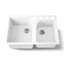 Kohler 5931-4U-0 Executive Chef 33 X 22 X 10-5/8 Under-Mount Large/Medium High/Low Double-Bowl Kitchen Sink With 4 Oversize Faucet Holes