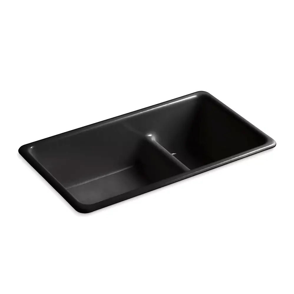 Kohler 6625-7 Iron Tones 33" Undermount Double Bowl Kitchen Sink Black