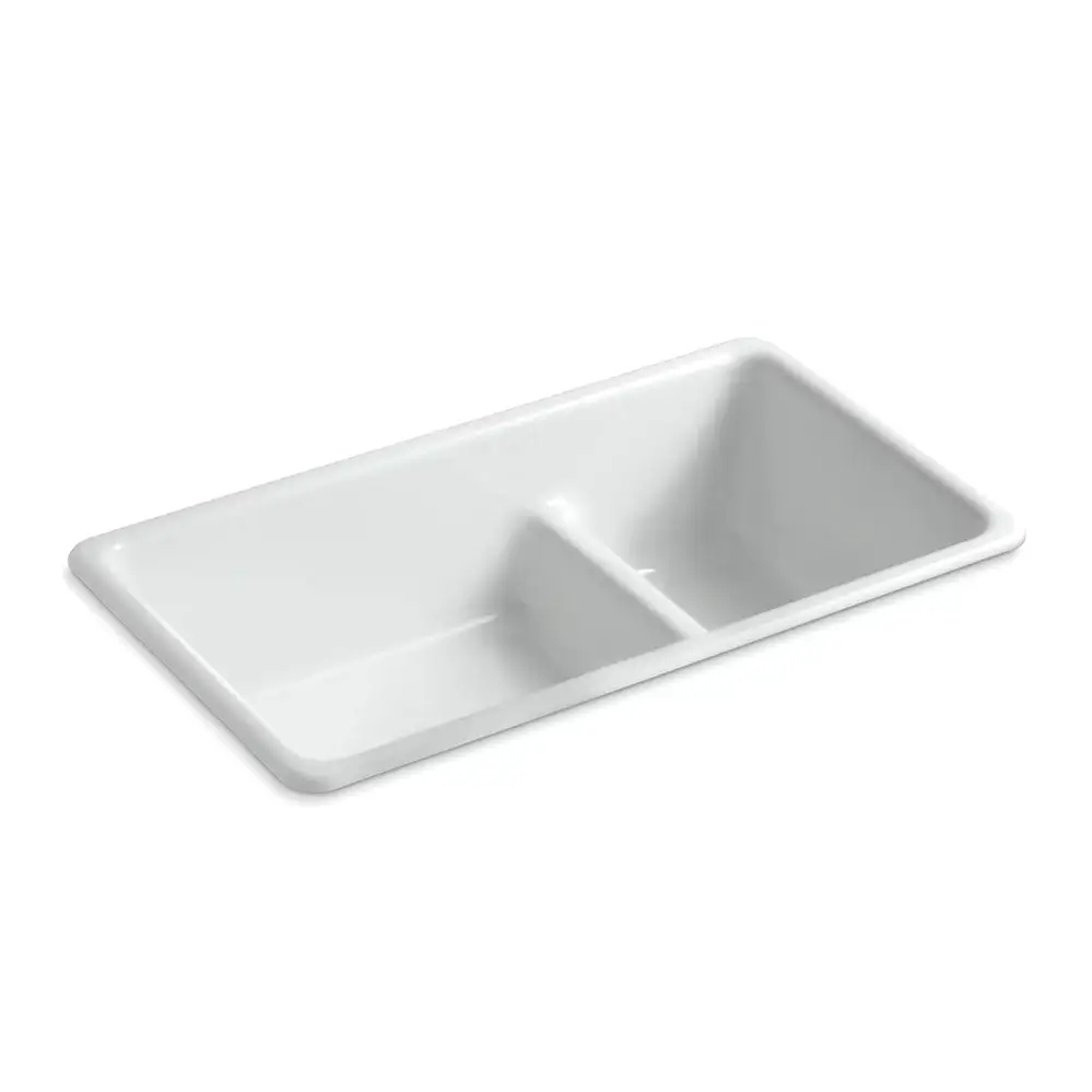 Kohler 6625-95 Iron Tones 33" Undermount Double Bowl Kitchen Sink Ice Grey