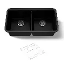 Kohler 8199-CM1 Cairn 33-1/2 X 18-5/16 X 9-1/2 Neoroc Under-Mount Double-Equal Kitchen Sink With Sink Rack