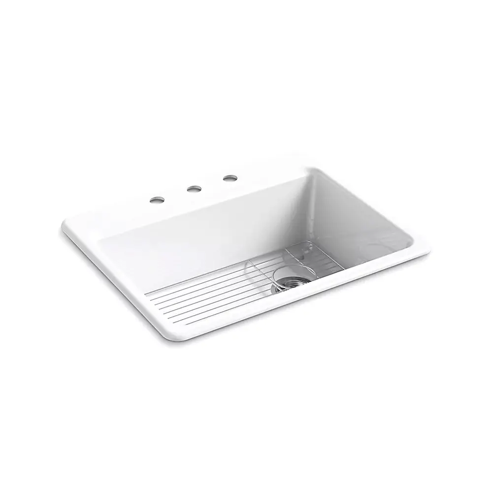Kohler 8668-3A1-0 Riverby 27" Top Mount Single Bowl Kitchen Sink White
