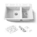 Kohler 8669-5UA3-0 Riverby 33" Undermount Workstation Kitchen Sink White