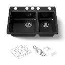 Kohler 8669-5UA3-7 Riverby 33" Undermount Workstation Kitchen Sink Black
