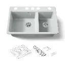 Kohler 8669-5UA3-95 Riverby 33" Undermount Workstation Kitchen Sink Ice Grey