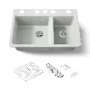Kohler 8669-5UA3-FF Riverby 33" Undermount Workstation Kitchen Sink Sea Salt