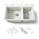 Kohler 8669-5UA3-NY Riverby 33" Undermount Workstation Kitchen Sink Dune