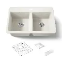 Kohler 8679-1A2-96 Riverby 33" Top Mount Workstation Kitchen Sink Biscuit