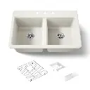 Kohler 8679-3A2-96 Riverby 33" Top Mount Double Bowl Kitchen Sink Biscuit
