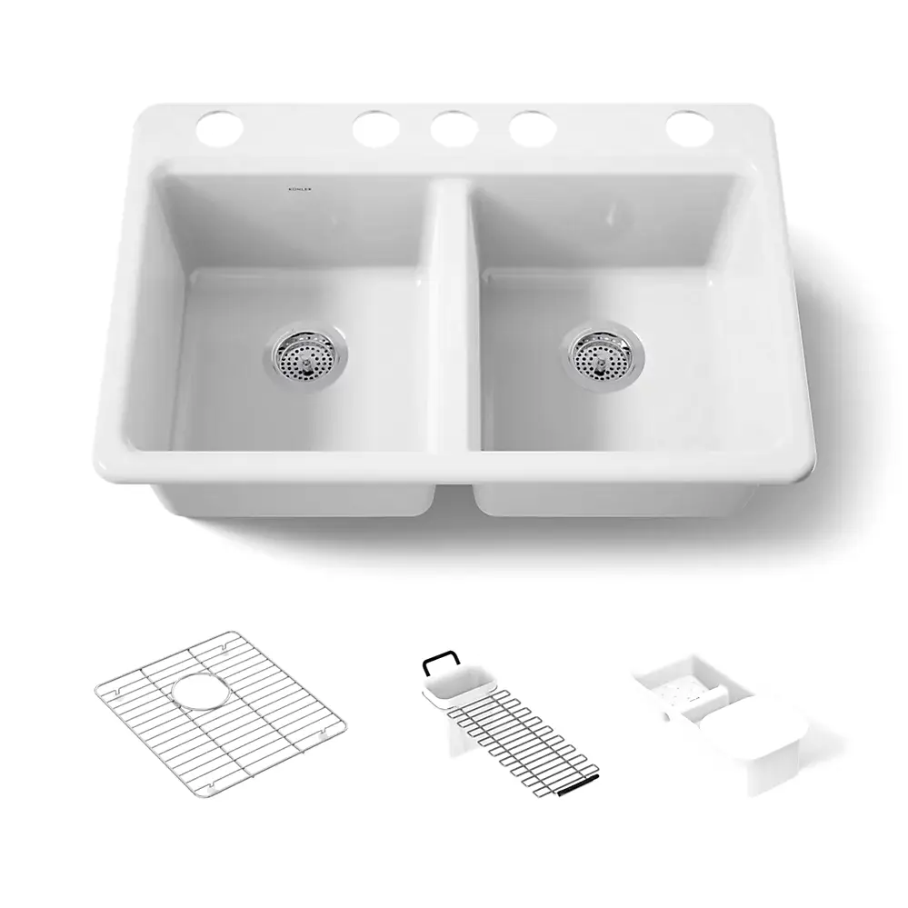 Kohler 8679-5UA3-0 Riverby 33" Undermount Workstation Kitchen Sink White