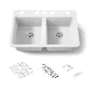 Kohler 8679-5UA3-0 Riverby 33" Undermount Workstation Kitchen Sink White