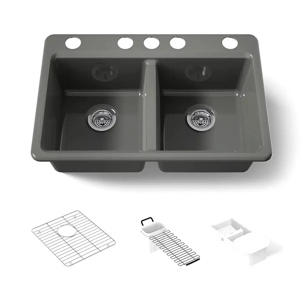Kohler 8679-5UA3-58 Riverby 33" Undermount Workstation Kitchen Sink Thunder Grey