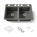 Kohler 8679-5UA3-58 Riverby 33" Undermount Workstation Kitchen Sink Thunder Grey