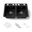 Kohler 8679-5UA3-7 Riverby 33" Undermount Workstation Kitchen Sink Black