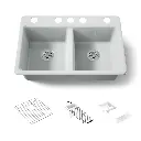 Kohler 8679-5UA3-95 Riverby 33" Undermount Workstation Kitchen Sink Ice Grey