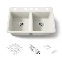 Kohler 8679-5UA3-96 Riverby 33" Undermount Workstation Kitchen Sink Biscuit