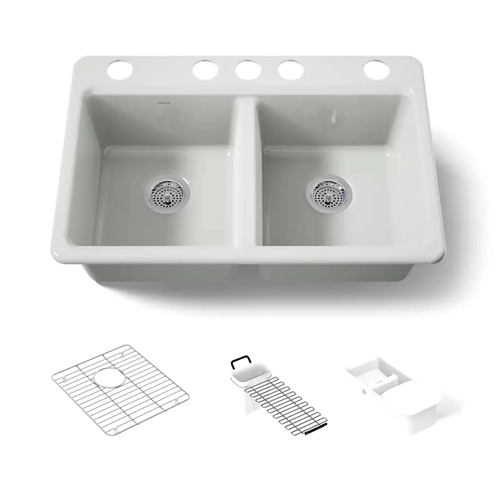 Kohler 8679-5UA3-FF Riverby 33" Undermount Workstation Kitchen Sink Sea Salt
