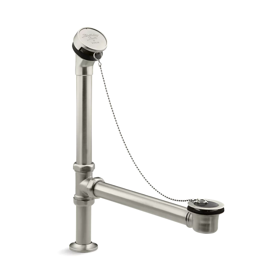 Kohler 106-BN Antique Bath Drain and Rubber Stopper Vibrant Brushed Nickel
