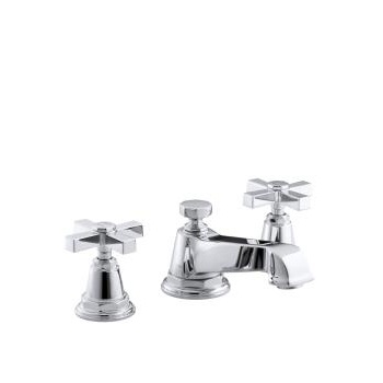 Kohler 13132-3A-CP Pinstripe Pure Widespread Lavatory Faucet With Cross Handles