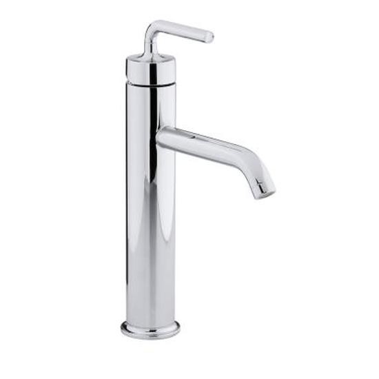 Kohler 14404-4A-CP Purist Tall Single-Handle Bathroom Sink Faucet With Straight Lever Handle