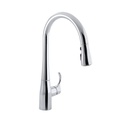 Kohler 596-CP Simplice Single-Hole Or Three-Hole Kitchen Sink Faucet With 16-5/8 Pull-Down Spout
