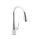Kohler 597-CP Simplice Single-Hole Or Three-Hole Kitchen Sink Faucet With 15-3/8 Pull-Down Spout