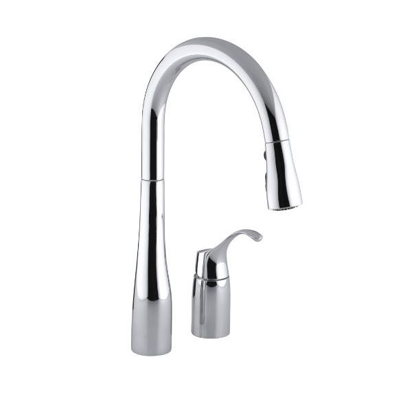Kohler 647-CP Simplice Two-Hole Kitchen Sink Faucet With 16-1/8 Pull-Down Swing Spout