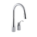 Kohler 647-CP Simplice Two-Hole Kitchen Sink Faucet With 16-1/8 Pull-Down Swing Spout